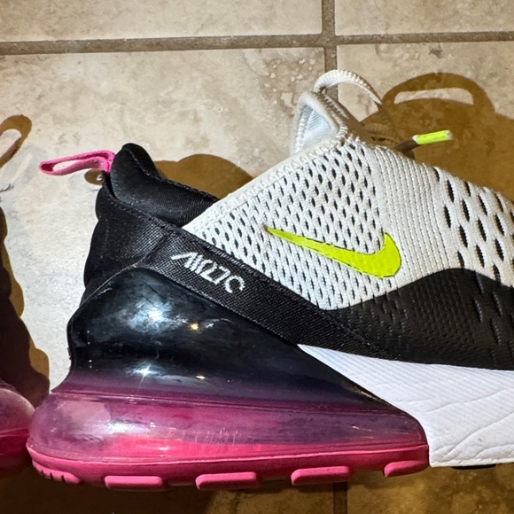 Nike Air Max 270 Size 12 US White Black with Pink and Yellow Accents main image 7